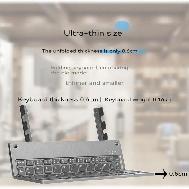 Mini Teclado dobrável compatível com Bluetooth com suporte para celular tablet notebook