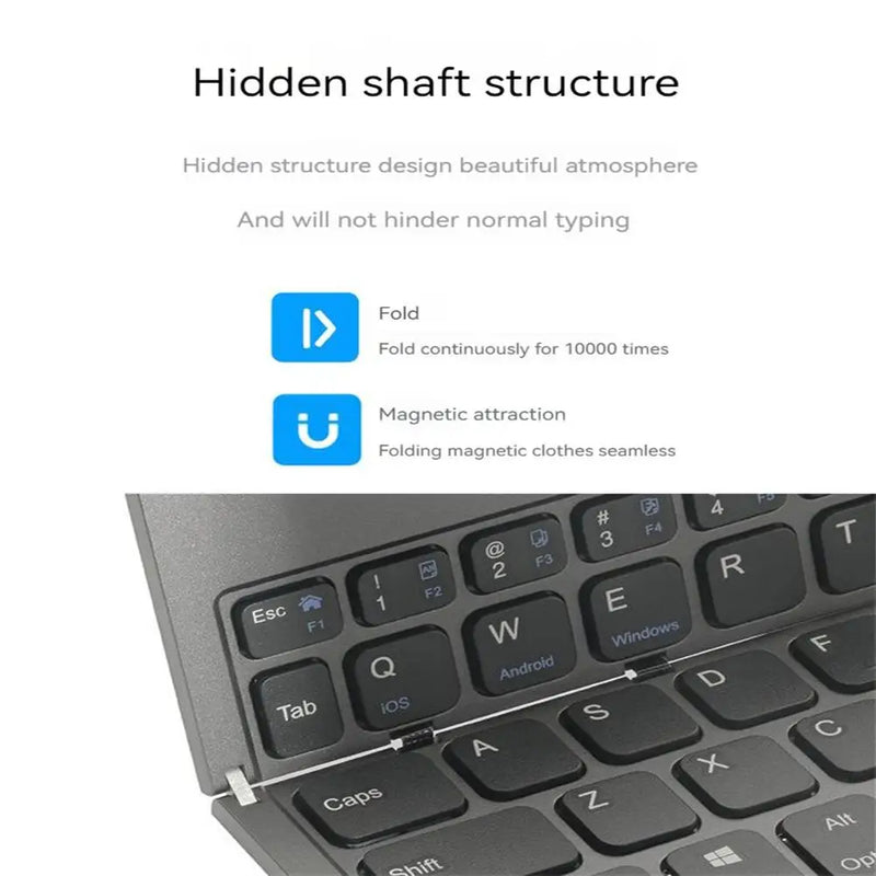 Mini Teclado dobrável compatível com Bluetooth com suporte para celular tablet notebook