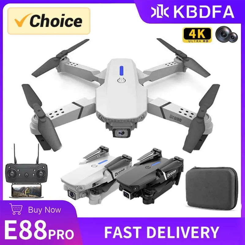 Drone KBDFA 2023 E88 PRO wifi fpv angular HD 2 Cameras 4K e 1080p