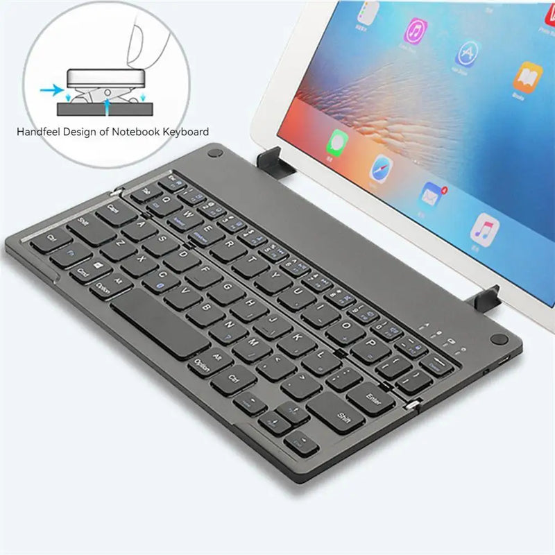 Mini Teclado dobrável compatível com Bluetooth com suporte para celular tablet notebook