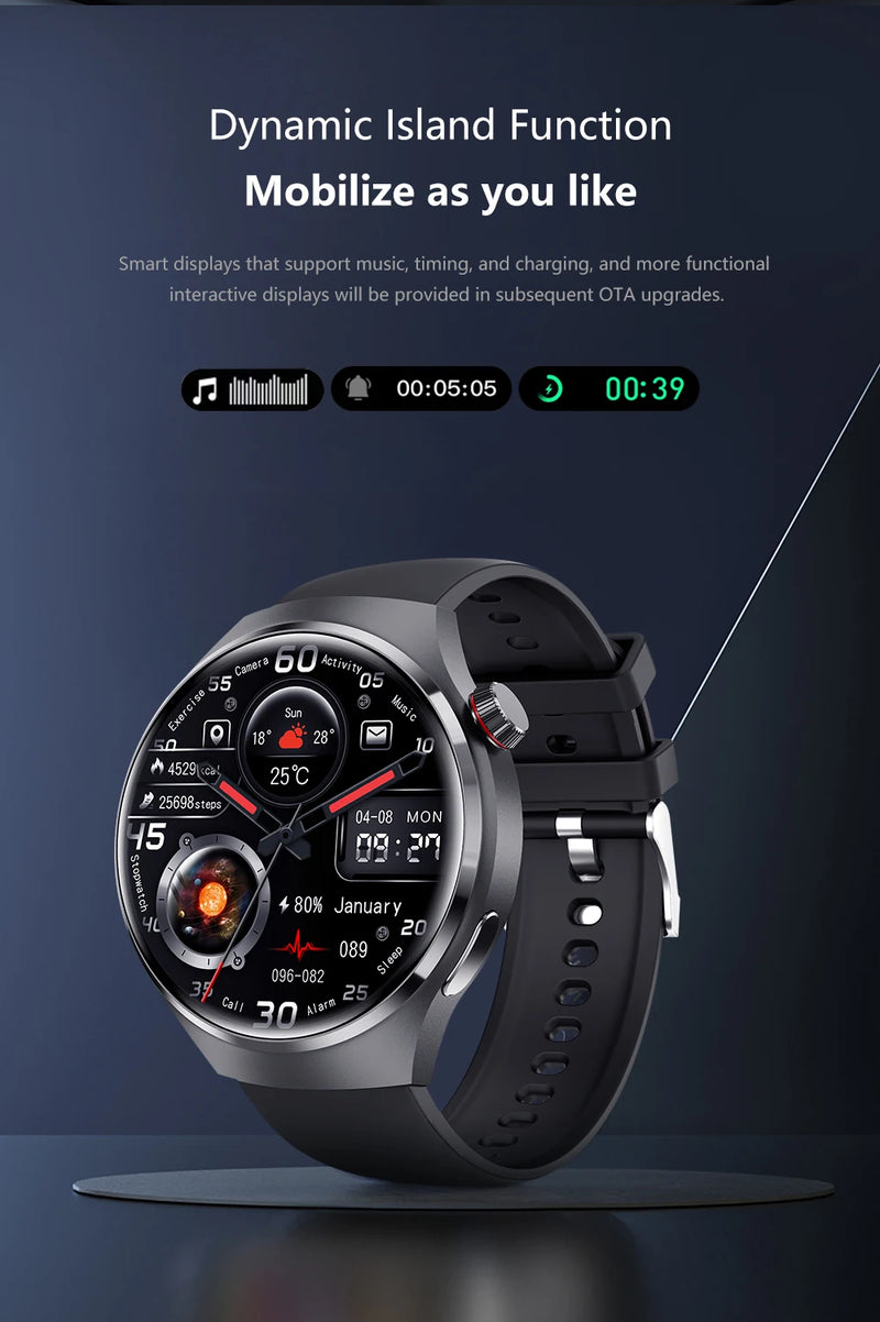 Novo relógio inteligente GPS masculino Português Huawei GT4 Pro 360*360 tela HD frequência cardíaca Bluetooth chamada NFC IP68 à prova d'água açúcar no sangue Smartwatch