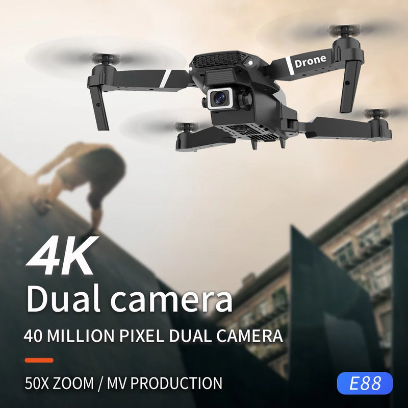 Drone KBDFA 2023 E88 PRO wifi fpv angular HD 2 Cameras 4K e 1080p