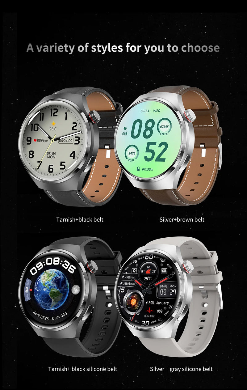 Novo relógio inteligente GPS masculino Português Huawei GT4 Pro 360*360 tela HD frequência cardíaca Bluetooth chamada NFC IP68 à prova d'água açúcar no sangue Smartwatch